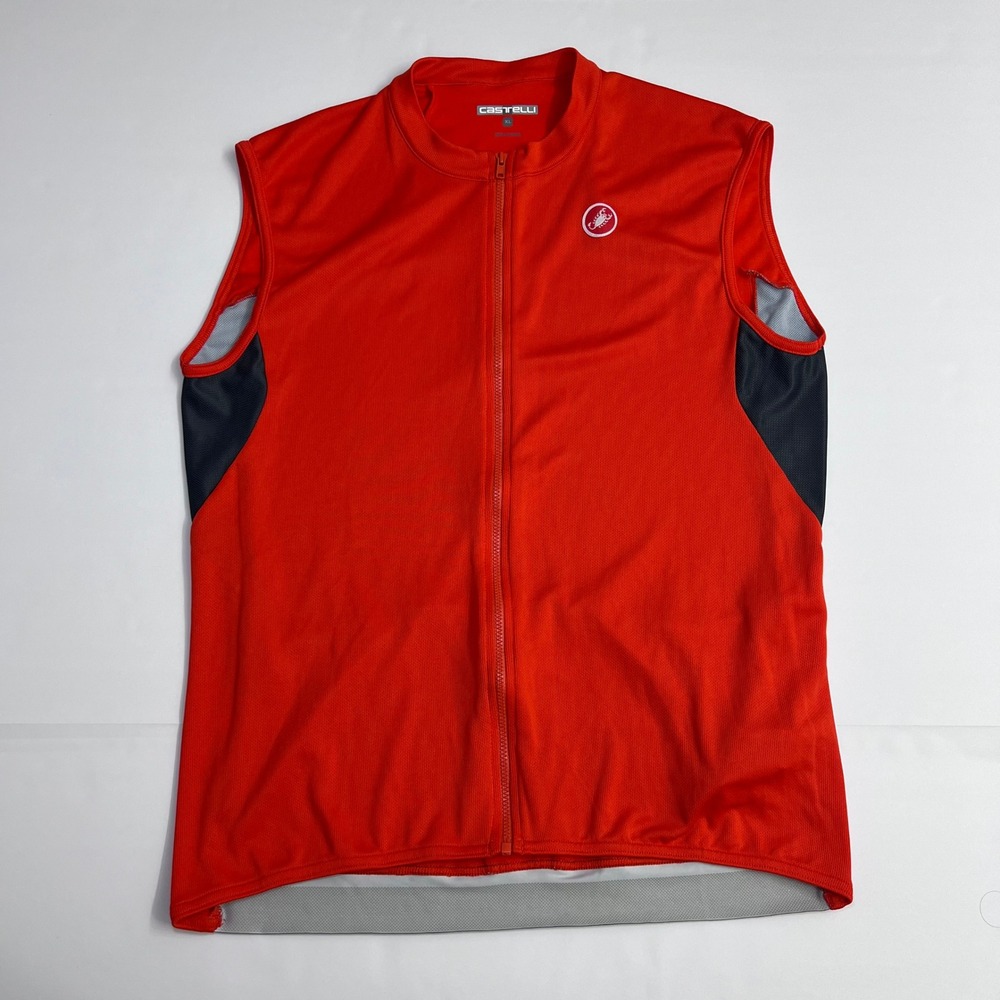 Castelli Cycling Vest Mens XL Red Full Zip Sleeveless Mesh Performance Bike